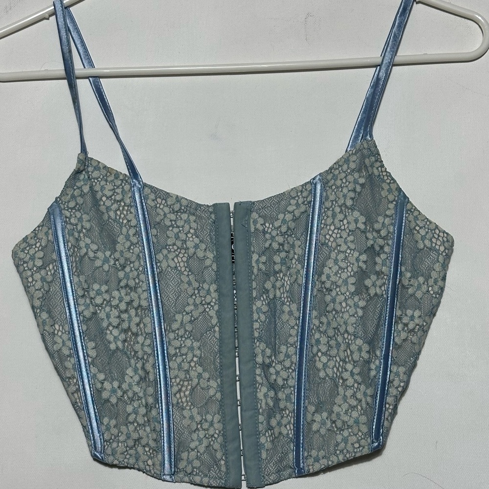 Cider Blue Lace Camisole Corset Top